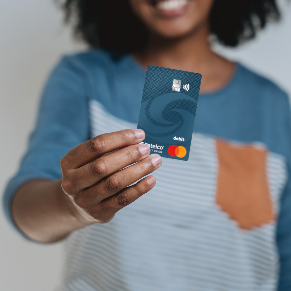 A Patelco Mastercard debit card.